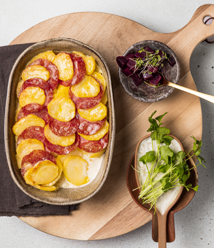 Haus Salami-Kartoffelauflauf